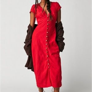 New In Town Midi Red Small NWOT FREE PEOPLE